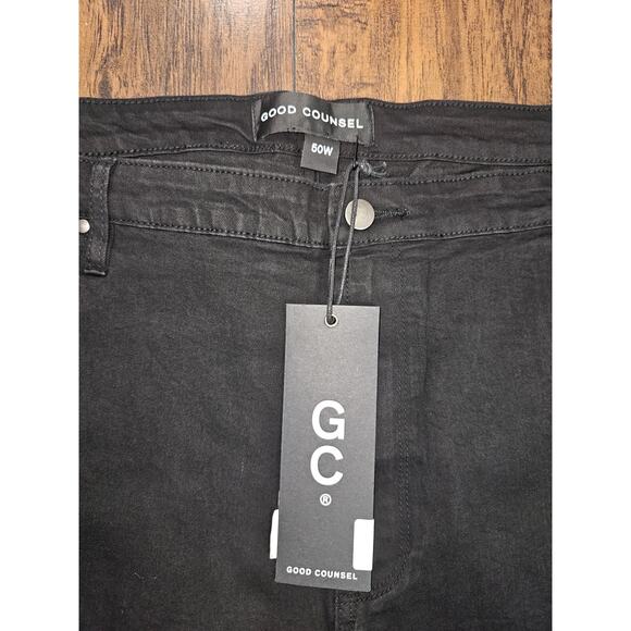 Good Counsel Malone Stretch Jeans Size 50 X 32 Black New Big & Tall - Picture 3 of 3